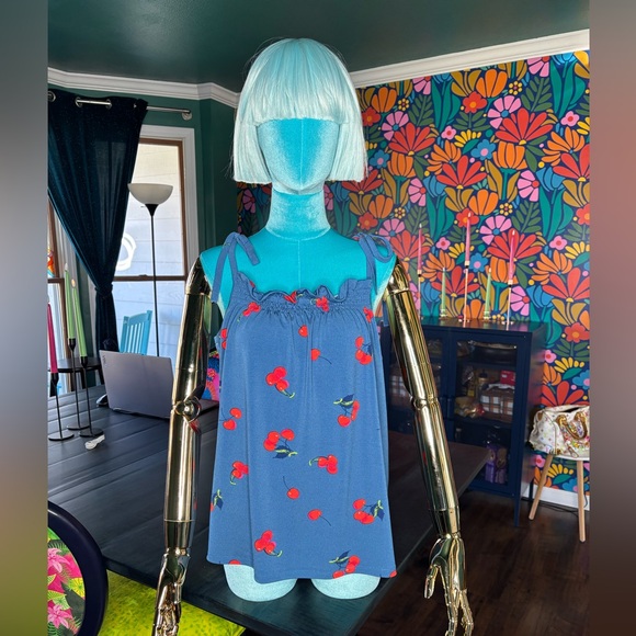 Modcloth Tops - Modcloth Blue Cherry Print Summer Tank Top